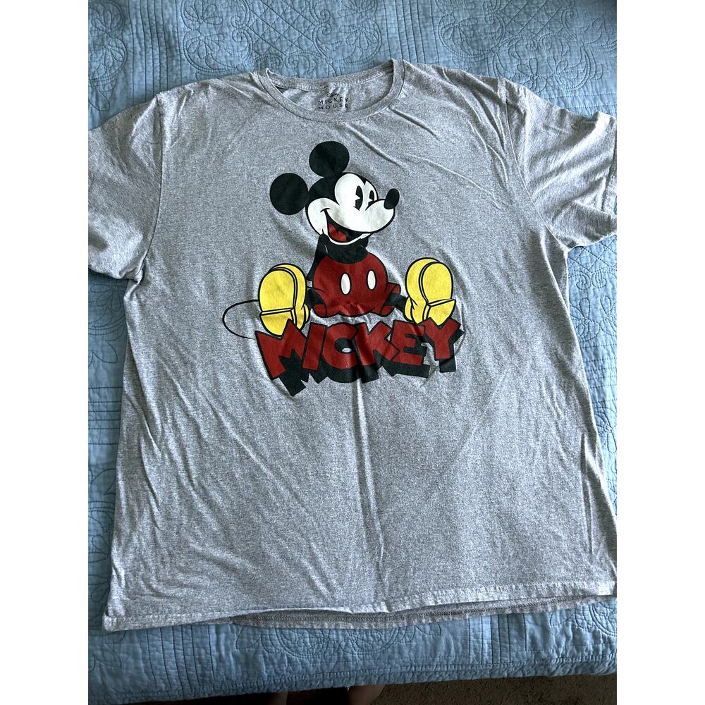 Men Disney Mickey Tee Light Gray Size XLarge Pre Owned